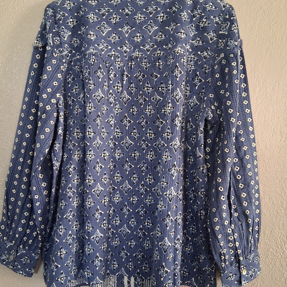J Jill NWT Button Down 100% Cotton Pearl Button Floral Top L - Picture 6 of 6
